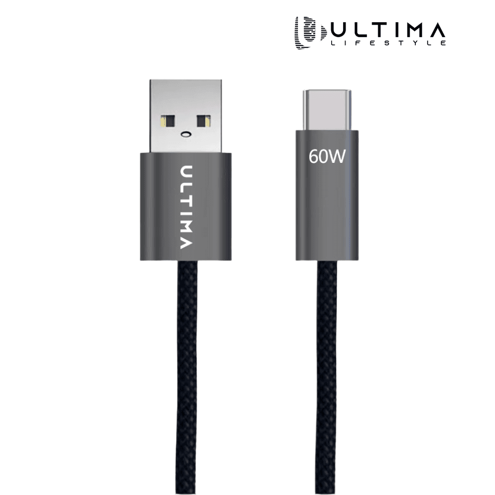 Ultima Flow 60W USB to C Black Braided Charging Cable
